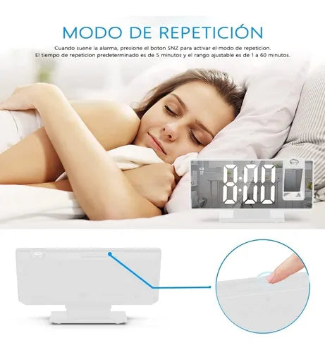 Reloj despertador con proyector digital LED